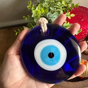 Blue Evil Eye Glass Wall Hanging